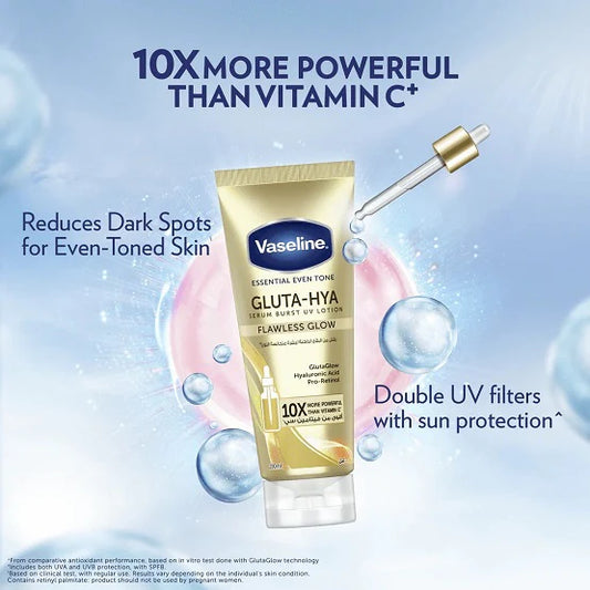 Vaseline Gluta-Hya Serum Burst UV Lotion - Flawless Bright 70x -200ml