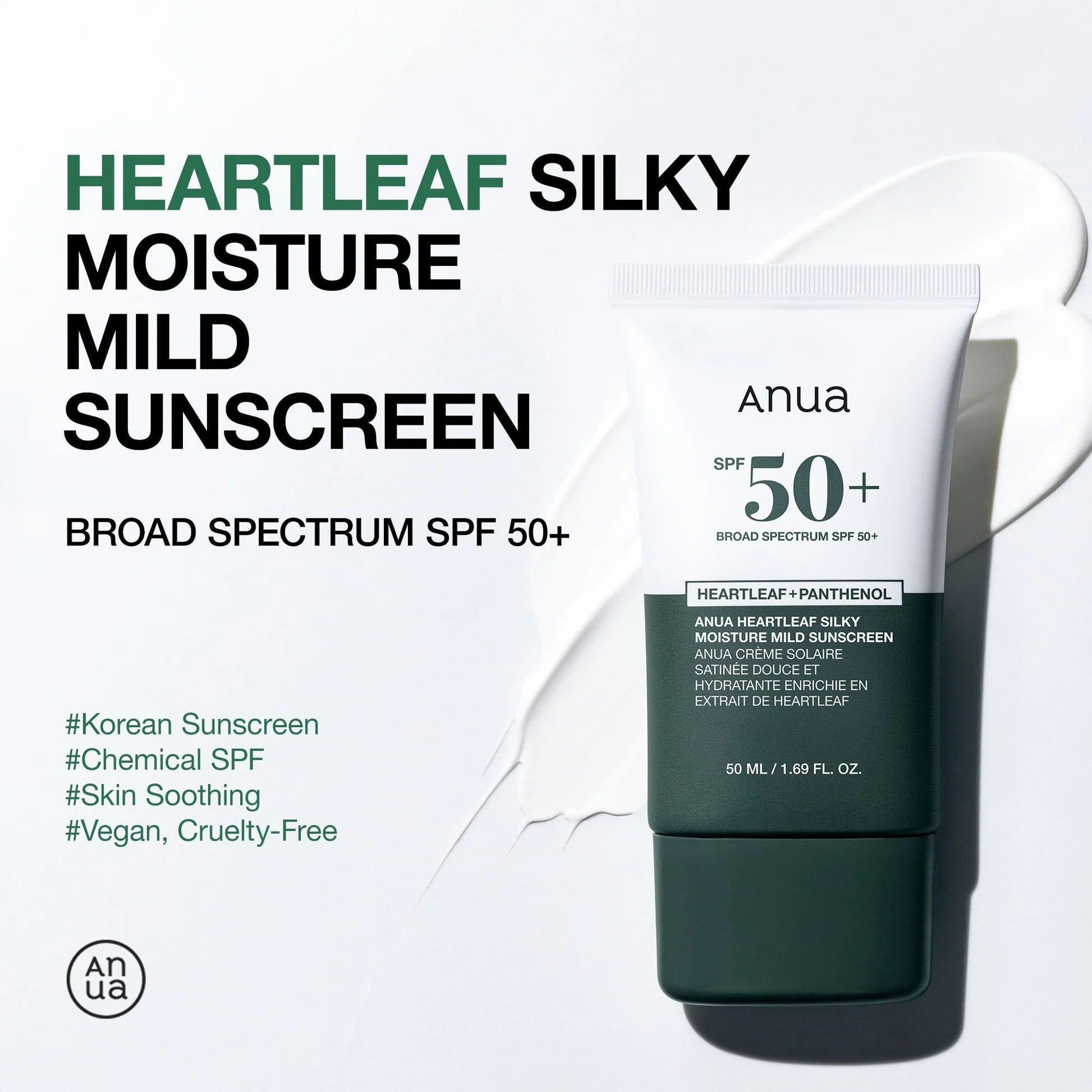 Anua - Heartleaf Silky Moisture Sun Cream SPF 50+ PA++++ 50ml