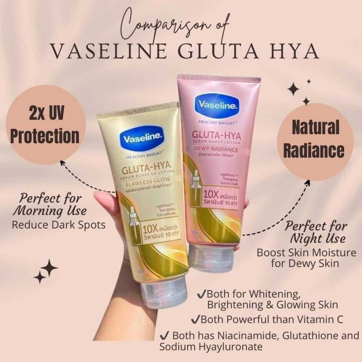 Vaseline Gluta-Hya Serum Burst UV Lotion - Flawless Bright 70x -200ml